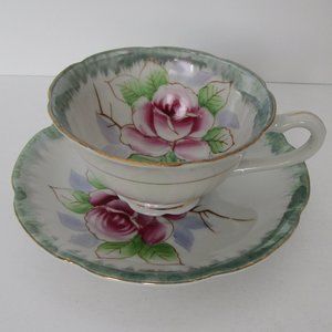 vintage hand painted cup & saucer set